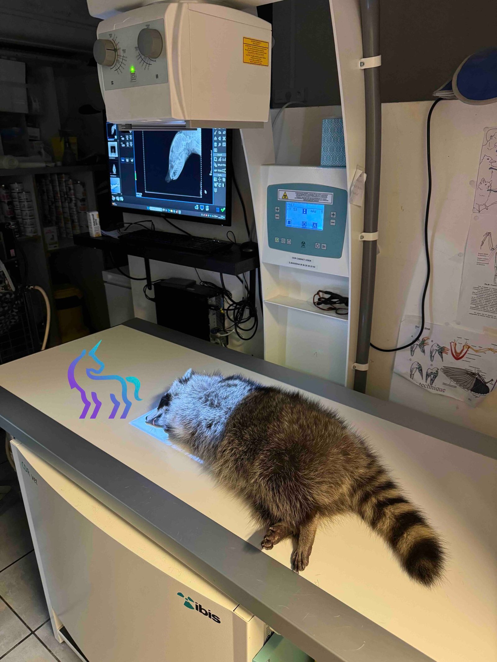 Radiographie d'un raton laveur